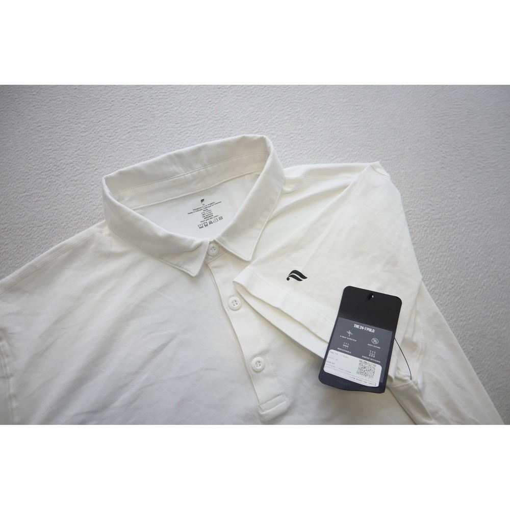 Fabletics Golf Polo Shirt Mens XL White New 24-7 Athletic Stretch Short Sleeve